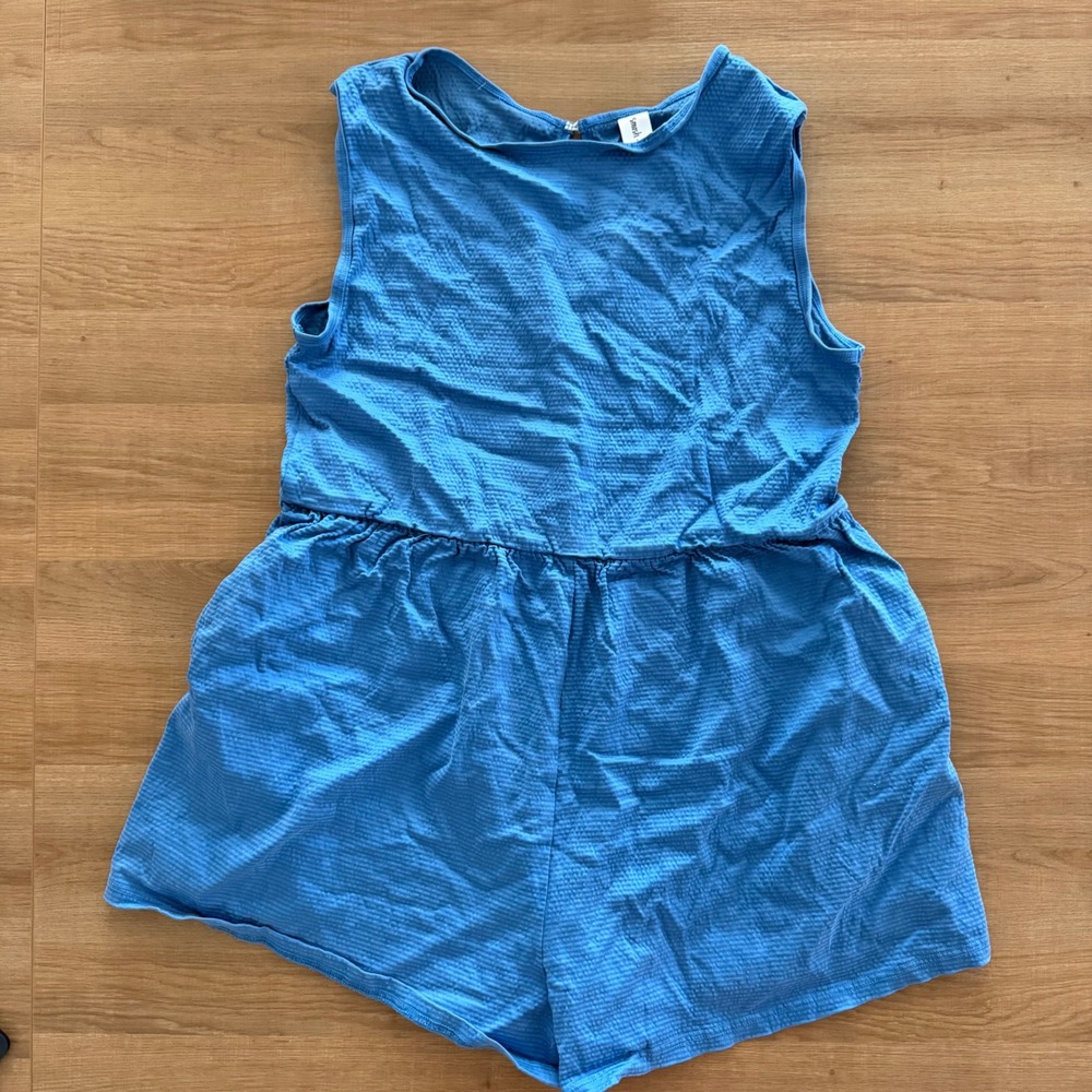Smash + Tess Womens Seersucker Sleeveless Romper Blue XL Keyhole Back Loungewear